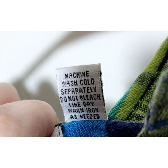 Chicos Design Womens sz 3 multicolored plaid linen button long sleeve side slits - Picture 8 of 9